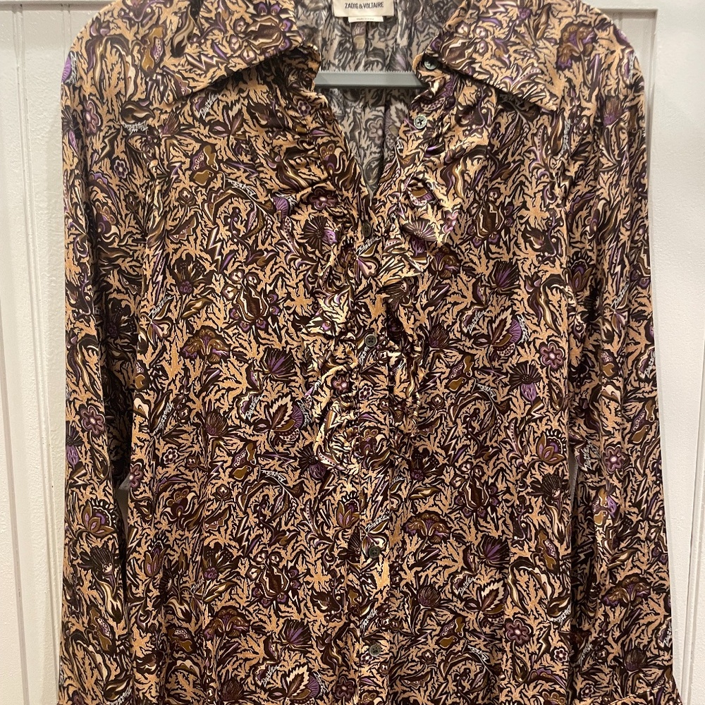 Zadig & Voltaire Tuska Satin Thorn Button down blouse
